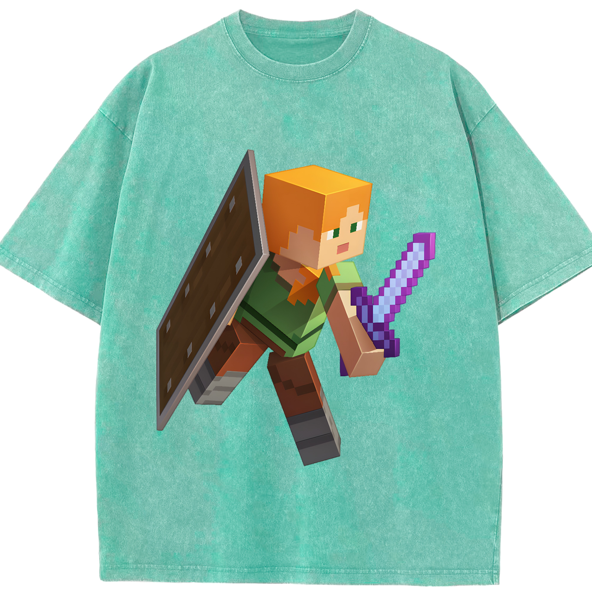 （画像用） マインクラフト ブロックの世界 Minecraft MC Block world 綿100% ヴィンテージ風 半袖Tシャツ（フロントプリント）
